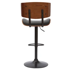 Acheter Tabouret De Bar Design Réglable Noir Et Bois Foncé BASILE 15