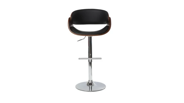 Tabouret De Bar Design Réglable Noir Et Bois Foncé BENT 1