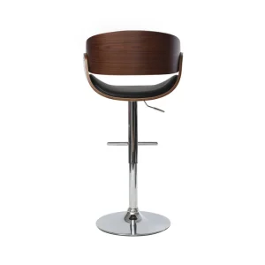 Distributeur Officiel Tabouret De Bar Design Réglable Noir Et Bois Foncé BENT 15