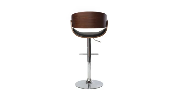 Tabouret De Bar Design Réglable Noir Et Bois Foncé BENT 5