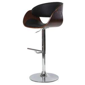 Distributeur Officiel Tabouret De Bar Design Réglable Noir Et Bois Foncé BENT 11