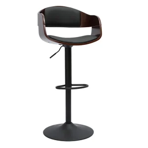 Tabouret De Bar Design Réglable Noir Et Bois Foncé EUSTACHE 10