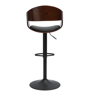 Tabouret De Bar Design Réglable Noir Et Bois Foncé EUSTACHE 14