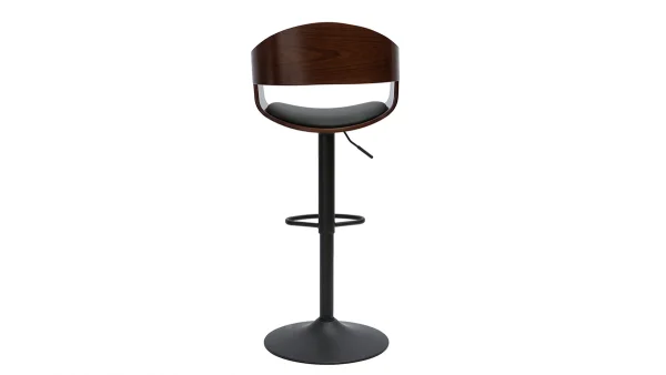 Tabouret De Bar Design Réglable Noir Et Bois Foncé EUSTACHE 5