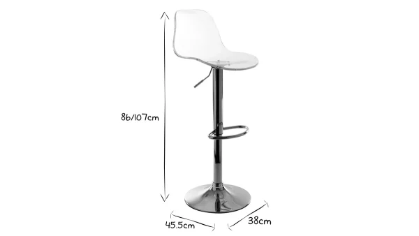 Tabouret De Bar Design Réglable Transparent GALILEO 8