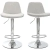 pas cher Tabouret De Bar Design Tissu Gris Clair Lot De 2 ZACK 23