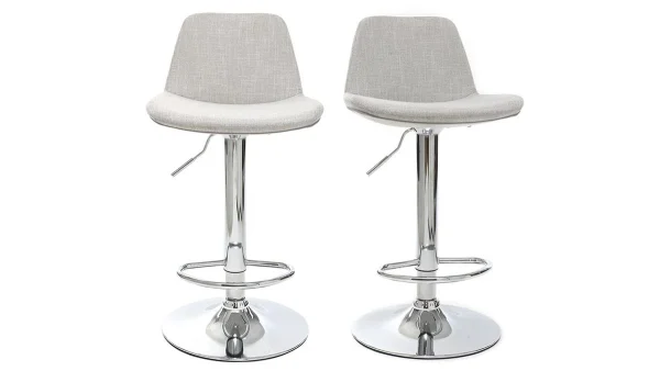 Tabouret De Bar Design Tissu Gris Clair Lot De 2 ZACK acheter 1