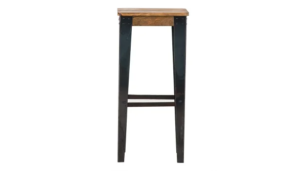 fashioniable Tabouret De Bar Industriel Acier Et Manguier Massif H75 Cm MADISON 1