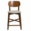 Tabouret De Bar Noyer Et Assise Marron Glacé H65 Cm LUCIA 23