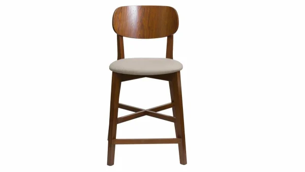 Tabouret De Bar Noyer Et Assise Marron Glacé H65 Cm LUCIA 1