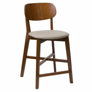 Tabouret De Bar Noyer Et Assise Marron Glacé H65 Cm LUCIA 10