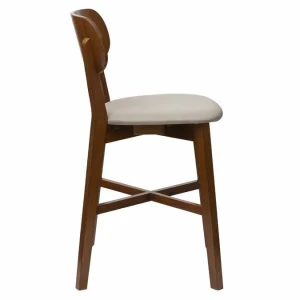 Tabouret De Bar Noyer Et Assise Marron Glacé H65 Cm LUCIA 12