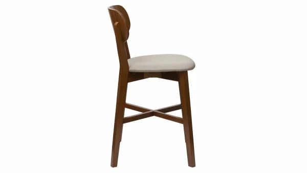 Tabouret De Bar Noyer Et Assise Marron Glacé H65 Cm LUCIA 4