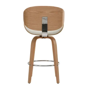 Tabouret De Bar Pivotant Blanc Et Bois Clair 65 Cm WALNUT 15