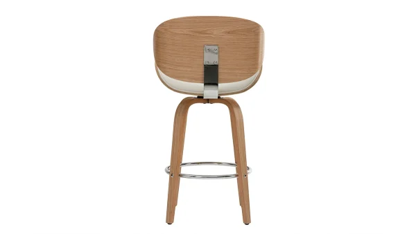 Tabouret De Bar Pivotant Blanc Et Bois Clair 65 Cm WALNUT 5