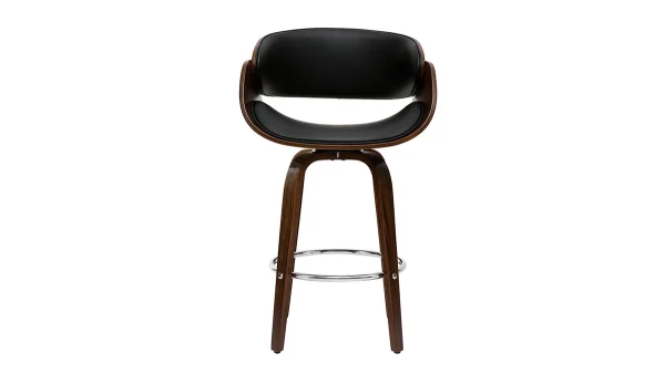 soldes pas cher Tabouret De Bar Pivotant Noir Et Bois Foncé 65 Cm BENT 1