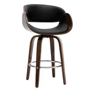 Tabouret De Bar Pivotant Noir Et Bois Foncé 65 Cm BENT 11