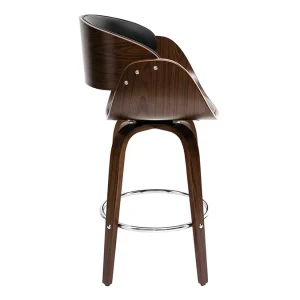 Tabouret De Bar Pivotant Noir Et Bois Foncé 65 Cm BENT qualité supérieure 13