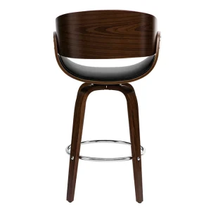 soldes pas cher Tabouret De Bar Pivotant Noir Et Bois Foncé 65 Cm BENT 15