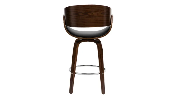 soldes pas cher Tabouret De Bar Pivotant Noir Et Bois Foncé 65 Cm BENT 5