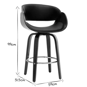 Tabouret De Bar Pivotant Noir Et Bois Foncé 65 Cm BENT qualité supérieure 19