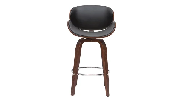 Tabouret De Bar Pivotant Noir Et Bois Foncé 65 Cm WALNUT Service Clients Dédié 1