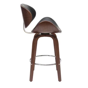 Tabouret De Bar Pivotant Noir Et Bois Foncé 65 Cm WALNUT 13