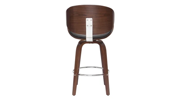 Tabouret De Bar Pivotant Noir Et Bois Foncé 65 Cm WALNUT 5