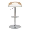 Tabouret De Bar Réglable Design Bois Clair Et Polyuréthane Blanc MANO 22