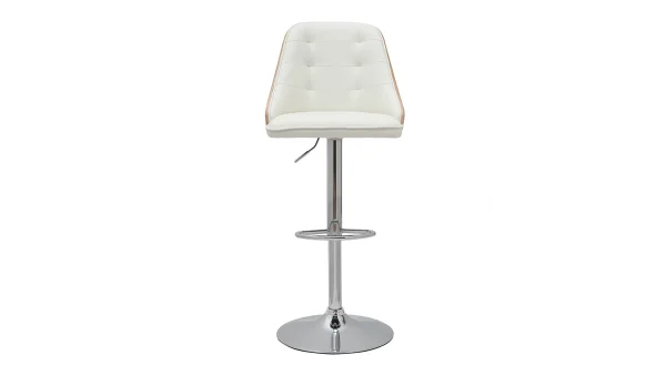 Tabouret De Bar Relevable Blanc Et Bois Clair FLUFFY 1