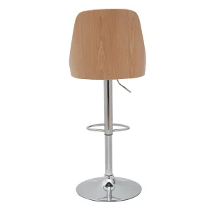 Tabouret De Bar Relevable Blanc Et Bois Clair FLUFFY 14