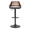 Tabouret De Bar Relevable Design Noir Et Noyer PERNIK luxe soldes 25