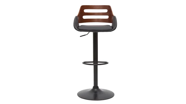 Tabouret De Bar Relevable Design Noir Et Noyer PERNIK excellent qulity 1