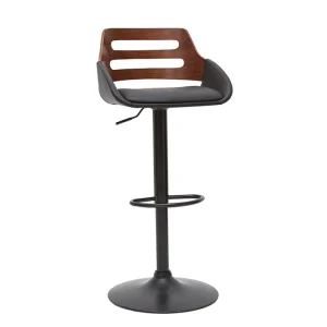 Tabouret De Bar Relevable Design Noir Et Noyer PERNIK excellent qulity 12