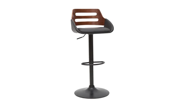 Tabouret De Bar Relevable Design Noir Et Noyer PERNIK excellent qulity 3