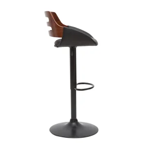 Tabouret De Bar Relevable Design Noir Et Noyer PERNIK excellent qulity 14