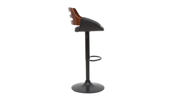 Tabouret De Bar Relevable Design Noir Et Noyer PERNIK 4