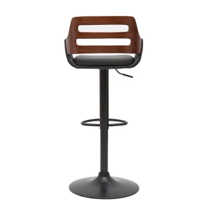 Tabouret De Bar Relevable Design Noir Et Noyer PERNIK 16