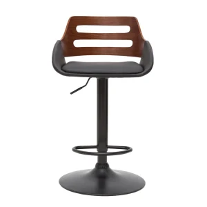 Tabouret De Bar Relevable Design Noir Et Noyer PERNIK excellent qulity 18