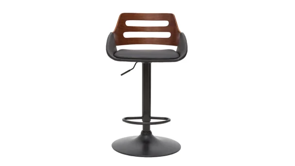 Tabouret De Bar Relevable Design Noir Et Noyer PERNIK excellent qulity 6