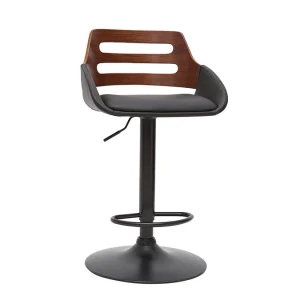 Tabouret De Bar Relevable Design Noir Et Noyer PERNIK excellent qulity 20