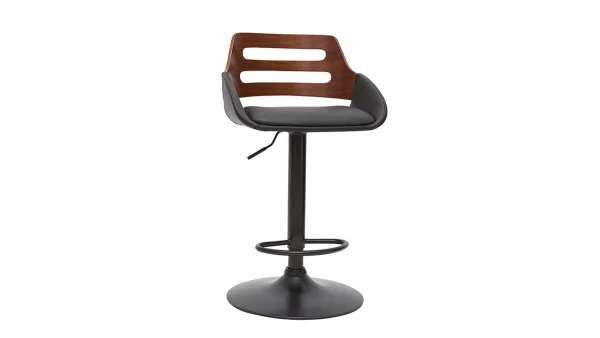 Tabouret De Bar Relevable Design Noir Et Noyer PERNIK 7