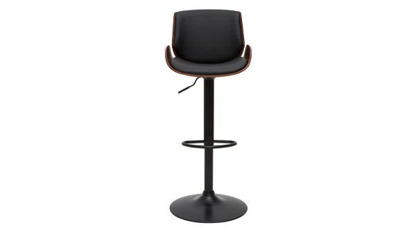 Tabouret De Bar Relevable Noir Et Bois Foncé VESPER 1