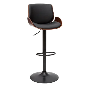 Tabouret De Bar Relevable Noir Et Bois Foncé VESPER 13