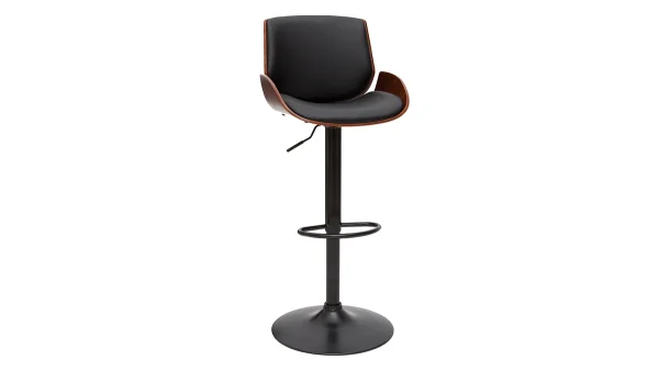 Tabouret De Bar Relevable Noir Et Bois Foncé VESPER 3