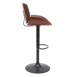 Tabouret De Bar Relevable Noir Et Bois Foncé VESPER 15