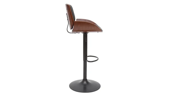 Tabouret De Bar Relevable Noir Et Bois Foncé VESPER 4