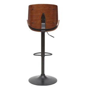 Tabouret De Bar Relevable Noir Et Bois Foncé VESPER 17