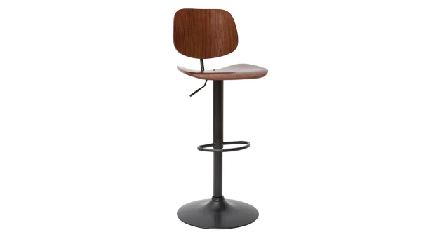 soldes ligne Tabouret De Bar Relevable Noyer Et Métal Noir TOBIAS 3