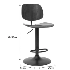 soldes ligne Tabouret De Bar Relevable Noyer Et Métal Noir TOBIAS 19